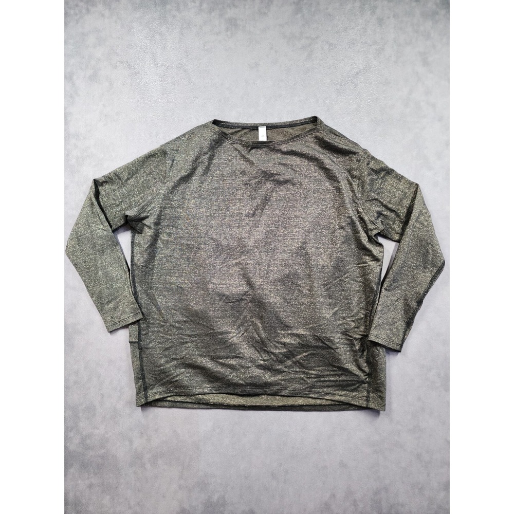 Lululemon Top Women's 4 Charcoal Gray Stretch Crew Neck Long Sleeve Performance